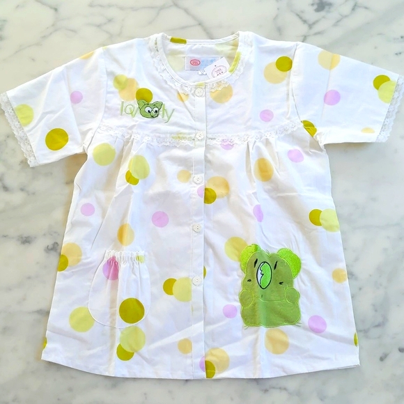 NWT. 100% Cotton Multicolor Polka Dots and Embroidery Pajama Set. - Picture 1 of 9